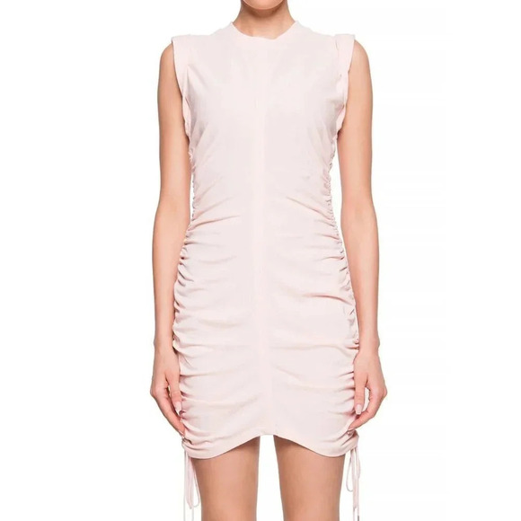 T BY ALEXANDER WANG Pink Ruched Round Neck Dress - Picture 2 of 15